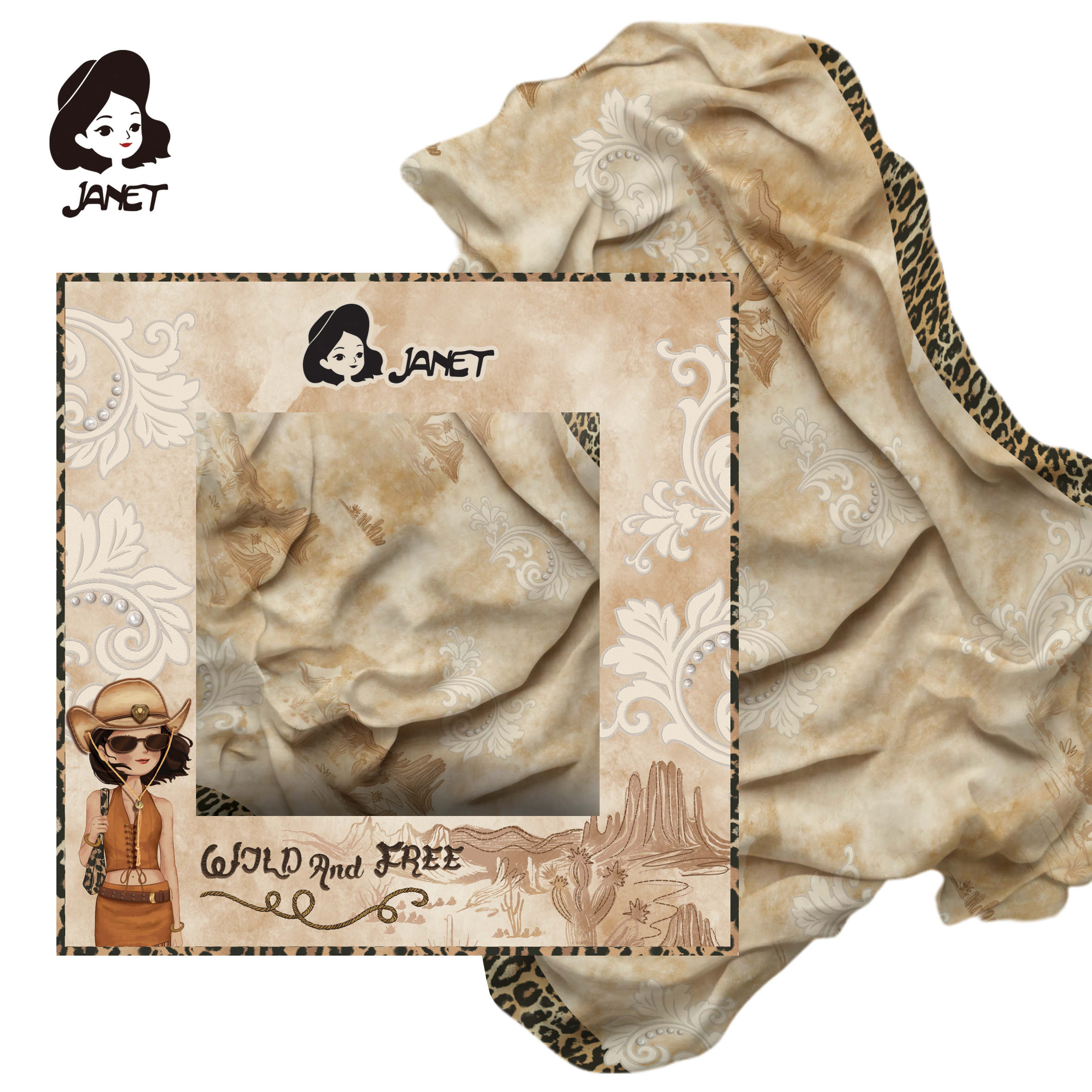 JANET ESARPA THE WESTERN ODYSEE VISCOSE J-505 JANET ESARPA THE WESTERN ODYSEE 85*180CM VISCOSE J-505 - Слика 1